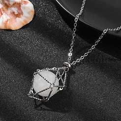 Tarnish Resistant 304 Stainless Steel Cable Chain Macrame Pouch Empty Stone Holder for Pendant Necklaces Making&nbsp;NJEW-TA00117-01