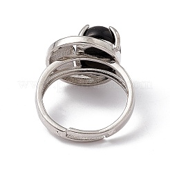 Gemstone Oval with Crescent Adjustable Ring&nbsp;RJEW-P041-02P