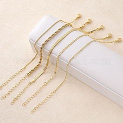 5 Pcs 5 Styles Brass Chain Bracelets Set for Women&nbsp;BJEW-D357-01G