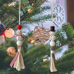 Wood Christmas Snowman Tassels Pendant Decorations&nbsp;PW-WG21DA5-01