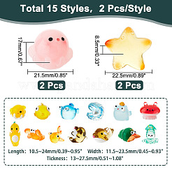 30Pcs 15 Style Resin Display Decoration&nbsp;DJEW-GL0001-01
