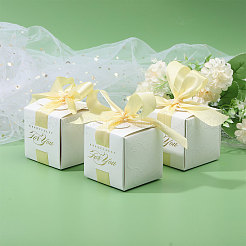 Wedding Paper Candy Gift Packaging Boxes with Polyester Ribbon&nbsp;CON-WH0105-08
