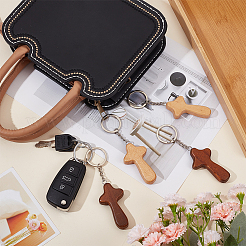 12Pcs 2 Colors Natural Wood Pendant Keychain&nbsp;KEYC-NB0001-65