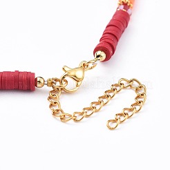 Handmade Polymer Clay Heishi Beads Necklaces&nbsp;NJEW-JN02527
