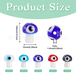 50Pcs 5 Colors Handmade Evil Eye Lampwork Beads Strands&nbsp;LAMP-TA0001-91