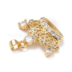 Brass Micro Pave Clear Cubic Zirconia Pendants&nbsp;X-ZIRC-A021-45G