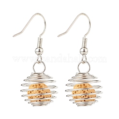 Natural Lava Rock Essential Oil Diffuser Dangle Earrings&nbsp;EJEW-JE05021