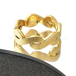 Textured Infinity 304 Stainless Steel Finger Ring for Women&nbsp;RJEW-L126-07B-G
