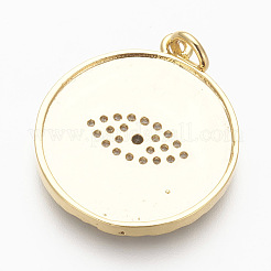 Brass Micro Pave Cubic Zirconia Pendants&nbsp;KK-P156-06G-NR