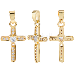 10Pcs Brass Micro Pave Cubic Zirconia Pendants&nbsp;KK-BBC0019-82