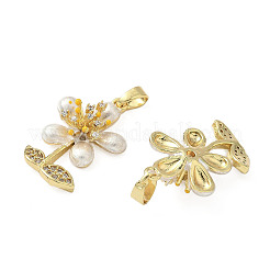 Brass Micro Pave Cubic Zirconia Pendants&nbsp;KK-H076-06G-02