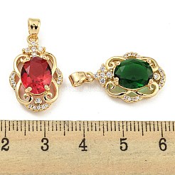 Brass Micro Pave Clear Cubic Zirconia Pendants&nbsp;KK-P263-26KCG
