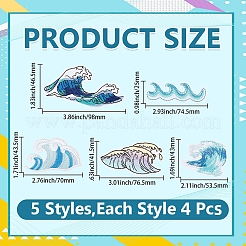 20Pcs 5 Styles Sea Wave Embroidery Sew On Patches&nbsp;PATC-CY0001-71