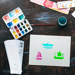 2 Sets 2 Styles PET Hollow Out Plastic Drawing Painting Stencils Templates&nbsp;AJEW-GF0006-91A