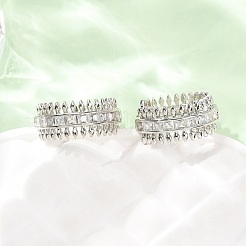 Brass Micro Pave Clear Cubic Zirconia Hoop Earrings&nbsp;EJEW-D351-09P