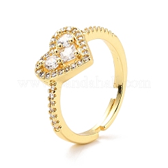 Heart Cubic Zirconia Adjustable Finger Ring for Valentine's Day&nbsp;RJEW-C004-02-RS