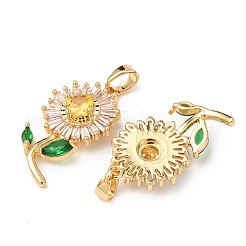 Brass Micro Pave Cubic Zirconia Pendants&nbsp;KK-F917-07G