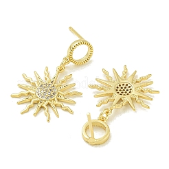 Sun Brass Clear Cubic Zirconia Dangle Stud Earrings&nbsp;EJEW-Q390-02G