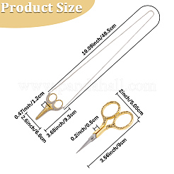 Vintage Stainless Steel & Iron Sewing Scissors with Chain for Needlework&nbsp;NJEW-WH20004-10AG