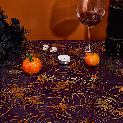 Halloween Spider & Spider Web Polyester Gauze Fabric&nbsp;AJEW-WH0314-677A
