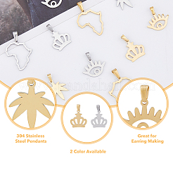 16Pcs 8 Style PVD Vacuum Plating 304 Stainless Steel Pendants&nbsp;STAS-DC0013-08