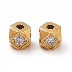 Ion Plating(IP) 304 Stainless Steel & Clear Cubic Zirconia Beads&nbsp;STAS-G295-02G