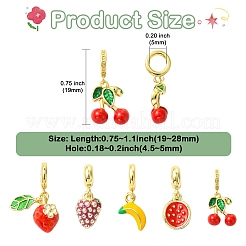 5Pcs 5 Styles Brass Enamel Fruit European Dangle Charms&nbsp;KK-CJ0003-98