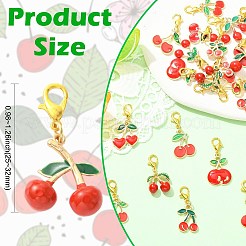 26Pcs 13 Style Cherry Alloy Enamel Pendant Decorations&nbsp;HJEW-CJ00100