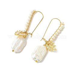 Natural Baroque Pearl & Brass Hoop Earrings&nbsp;EJEW-JE07027