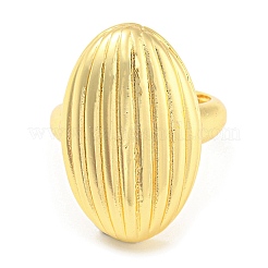 Rack Plating Brass Grooved Oval Adjustable Rings&nbsp;RJEW-Q784-08G