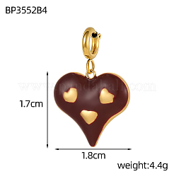 Heart Charms 304 Stainless Steel Enamel Pendants&nbsp;STAS-OY004-09G