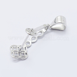 Anti-Tarnish Rhodium Plated 925 Sterling Silver Micro Pave Cubic Zirconia Pendant Bails&nbsp;X-STER-E054-13P