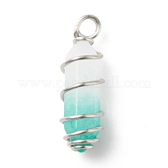Natural Green White Jade Double Terminal Pointed Pendants&nbsp;PALLOY-JF01686-07