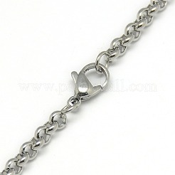 Tarnish Resistant Trendy Unisex 201 Stainless Steel Cross Rolo Chain Necklaces&nbsp;NJEW-L043B-09P