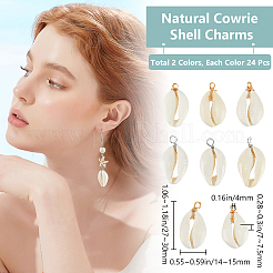 48Pcs 2 Colors Natural Cowrie Shell Pendants&nbsp;FIND-BBC0003-14