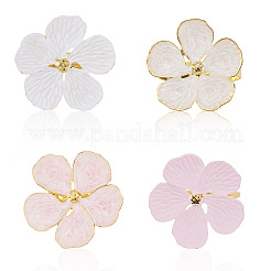 4Pcs 4 Colors Flower Alloy Enamel Napkin Rings&nbsp;AJEW-GF0011-11