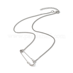 Iron Kilt Pin Pendant 304 Stainless Steel Curb Chain Necklaces&nbsp;NJEW-JN05679