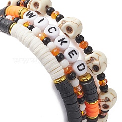 4Pcs 4 Style Polymer Clay Heishi Surfer Stretch Bracelets Set&nbsp;BJEW-TA00254