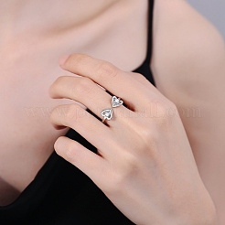 Brass with Cubic Zirconia Open Cuff Rings for Woman&nbsp;RJEW-M161-01P