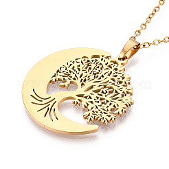 304 Stainless Steel Pendant Necklaces&nbsp;NJEW-T018-56G