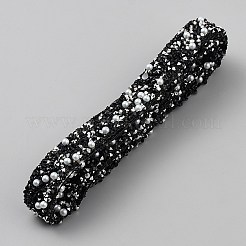 Resin Rhinestone with Plastic Imitation Pearl Beaded Trim&nbsp;DIY-WH0671-030B