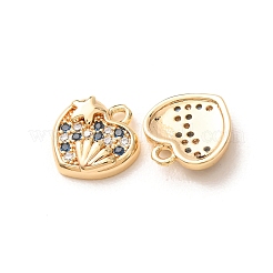 Valentine's Day Brass Micro Pave Blue Cubic Zirconia Charms&nbsp;KK-A304-24B-G