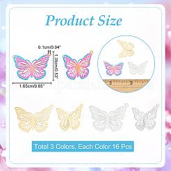 48Pcs 3 Colors Ion Plating(IP) 304 Stainless Steel Filigree Pendants&nbsp;STAS-HY0001-35