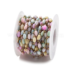 Shell & 304 Stainless Steel Oval Beads Link Chains&nbsp;CHS-K021-09G-05