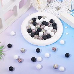 60pcs 4 Styles Silicone Beads Round Rubber Bead 15MM Loose Spacer Beads for DIY Supplies Jewelry Keychain Making&nbsp;FIND-TA0010-30B