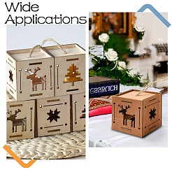 1 Set 6Pcs 2 Styles Christmas Square Splicing Wooden Ornament Mixed Colors&nbsp;ST-CJ0040-001