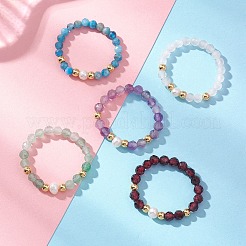 Natural Mixed Gemstone & Pearl Bead Finger Rings for Women&nbsp;RJEW-JR00965