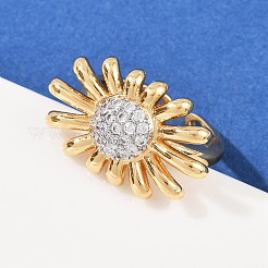 Brass Micro Pave Cubic Zirconia Cuff Rings&nbsp;RJEW-P167-01G