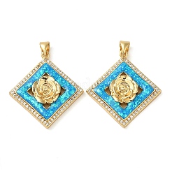 Rack Plating Brass Micro Pave Cubic Zirconia Pendants&nbsp;KK-P268-11D-G