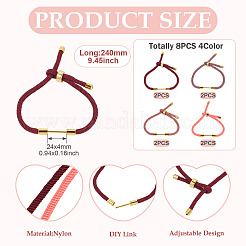 8Pcs 4 Colors Braided Nylon Cord Bracelet Making&nbsp;MAK-TA0001-29